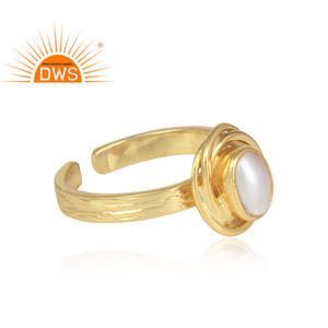 Cabochon de perles naturelles en argent 925 plaqué or Bague de créateur de bijoux Fournisseur de la collection classique - Product Image 3