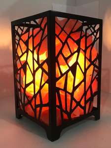 Belle fleur d'amour Style sculpté sel de l'Himalaya lampe panier artisanat naturel décoration de la maison - Product Image 4