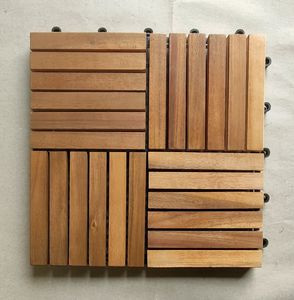 Plancher en bois d'ingénierie en acacia, dalles de terrasse en bois plastique à emboîtement, style bois massif pour meubles d'extérieur - Product Image 3