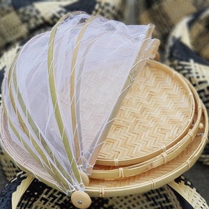 Cubierta de bambú para comida, cubierta para comida hecha de bambú natural, con red blanca, gran oferta - Product Image 6