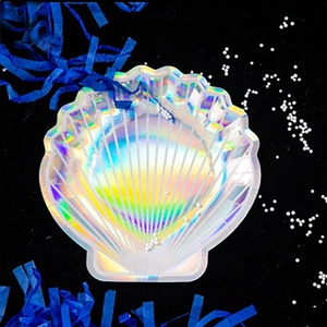 <span class=keywords><strong>Assiette</strong></span> en papier jetable à thème sirène marine holographique laser en forme de coquille - Product Image 2