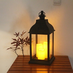 <span class=keywords><strong>Lanterne</strong></span> à bougie en plastique antique de grande taille avec 3 LED, lumière blanche chaude - Product Image 3