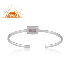 Fine Sterling <b>Silver</b> Natural Rainbow Moon Stone Gemstone <b>Cuff</b> Bangle Jewelry For Women Gift For Her - Product Image 3