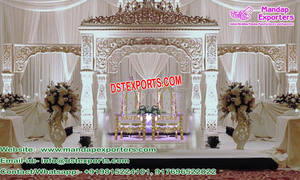 Glamorous <b>Wedding</b> Reception Stage Decor Grand Asian <b>Wedding</b> Fiber Stage Setup Western <b>Wedding</b> White <b>Frame</b> Stage UK Manufacturing - Product Image 4