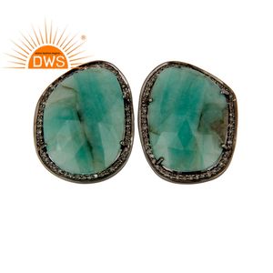 Boucles d'oreilles noires mixtes en argent Sterling, 100 pièces, fournisseur de bijoux, pierres précieuses en diamant et émeraude, vente en gros - Product Image 1