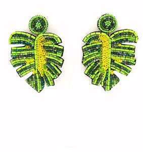 Boucles d'oreilles pendantes en forme de feuille de banane, boucles d'oreilles vertes pour femmes, bijoux spéciaux pour noël, vente en gros en inde, nouvelle collection - Product Image 1