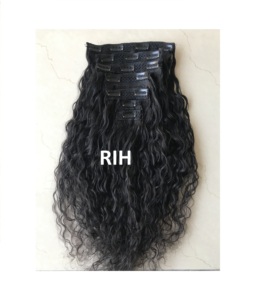 Solo donante 100% Crudo Sin procesar Cutícula Alineada Longitud larga 200 Gramos Remy Humano Natural Rizado Clip Wave Wefted Bundle - Product Image 1