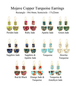 Pendientes de latón hechos a medida Mojave azul cobre turquesa doble piedra gota colgante oro/plata galvanoplastia para regalo de bodas - Product Image 2
