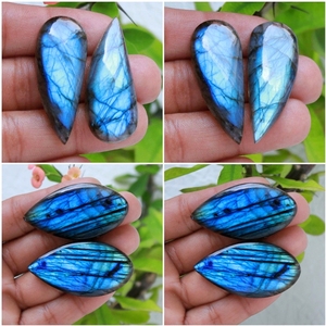 Pendentif sculpté au visage en labradorite naturelle, avec visage sculpté, lot de 36 paires de pierres allongées, cabochon, boucles d'oreille, quartz, pierres précieuses amples - Product Image 2