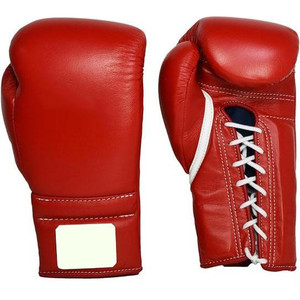 Factory Custom Professional Lace Black Leather <b>Red</b> Color Weight <b>Material</b> Boxing Gloves - Product Image 1
