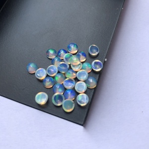 Opale éthiopienne blanche naturelle de 5 mm, certifiée IGI, lisse, ronde, cabochons calibrés en vrac, fournisseur en gros, fabrication de bijoux - Product Image 2