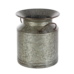 Luxurious Premium Quality Galvanized Indian Metal Iron Milk Can Handmade Flower <b>Vase</b> Holder Wholesale Decorative Flower <b>Stand</b> - Product Image 5