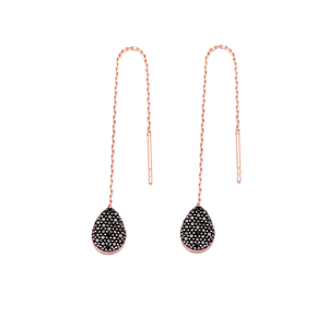 Pendientes de plata de ley 925 con diseño de lágrima de circonita negra, hechos a mano - Product Image 1