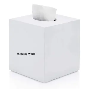 Scatola di fazzoletti di metallo rivestita di polvere bianca scatola di alta qualità firmata scatola di tovaglioli di design di dimensioni personalizzate nuova scatola di fazzoletti di lusso