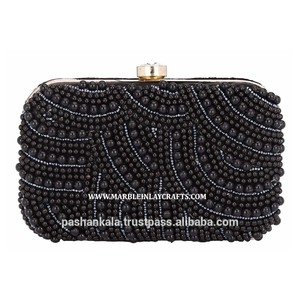 Beautiful Black Beaded Design Clutch Purse - Product Image 1