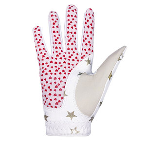 Unisex Printed Left Hand Leather Golf <b>Gloves</b> with Heart Star Design <b>Moisture</b> Wicking - Product Image 3