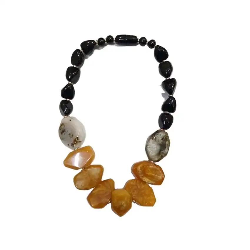 Модное короткое ожерелье ручной работы из смолы с крупными бусинами, ожерелье из смолы с винтовыми Фитингами из Индии.