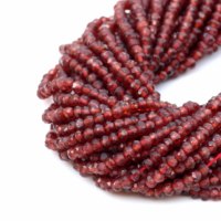 Perles Rondelles Facettées en Grenat Rouge Naturel 3mm-4mm, Fil de 13 Pouces, Évaluation par un Expert, Vente en Gros pour la Fabrication de Bijoux, Ravab Gems