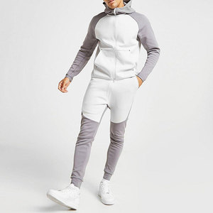 Marque nouvelle mode col montant survêtement sweats à capuche pantalons de survêtement deux pièces ensemble automne mâle décontracté Patchwork fermeture éclair survêtements - Product Image 1