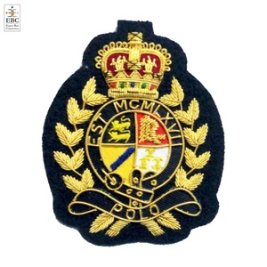 แพทช์ปักลาย 3 มิติ แบบเย็บติดเสื้อผ้า แจ็คเก็ตเบลเซอร์ คุณภาพสูง เงางาม ลาย OEM Polo Club Bullion Wire Felt - Product Image 4