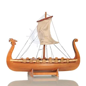 Drakkar-réplica de madera hecha a mano, modelo de barco vikingo, 32 cm, con soporte de exhibición, coleccionable, Decoración, regalo, venta al por mayor