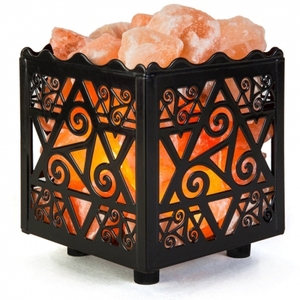 Cesta de hierro Lámpara decorativa Tallada Rosa Sal del Himalaya Ecológico Feng Shui Pirámide Cuenco Flor Amor Estilos-Artesanías naturales - Product Image 3
