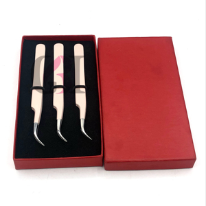 Haute qualité pêche couleur poudre revêtement incurvé argent pointe Extension de cils pince à épiler Logo personnalisable meilleurs Instruments de beauté - Product Image 2