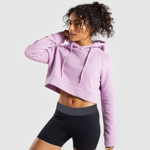 High Quality Blank Customized Logo Long Sleeve Crop <b>Top</b> Hoodie Women Cotton Casual Hoodies for Women - Product Image 5