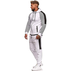 New Arrival Men's Raglan Sleeve Stylish Zip <b>Up</b> Hoodie With Track Pants Tracksuits Set - Product Image 5