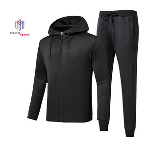 Survêtements de sport d'entraînement en coton avec logo personnalisé unisexe surdimensionnés XL/XXL uni noir respirant survêtements pour hommes femmes hiver - Product Image 5