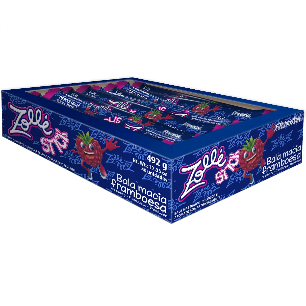 81881 - Zolle Raspberry, Green Apple, Strawberry Chew Candy - 12,3 g Stick 8x40un