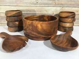 Cuenco decorativo de madera para servir, juego de diferentes tamaños para ensalada, tazón de sopa, mesa para pulido hecho a mano - Product Image 5