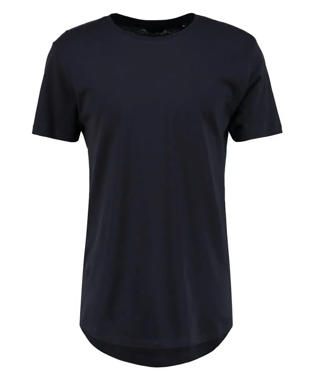 Bulk factory wholesale cheap men blank longline curved hem long sleeves Breathable t shirt