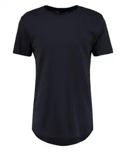 Bulk factory wholesale cheap men blank longline curved hem long sleeves Breathable t shirt