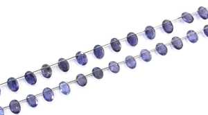 หินไอโอไลต์ธรรมชาติเกรด AAA ลูกปัด Briolette ทรงไข่เหลี่ยมเพชรพลอยสีฟ้าทำด้วยมือเครื่องประดับขายส่ง - Product Image 4