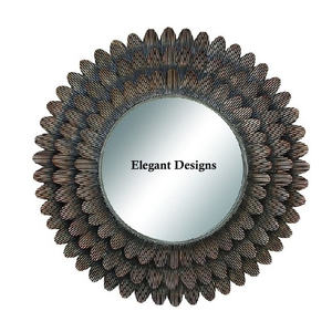 Miroir mural en fer de luxe forme ronde concepteur meilleur miroir fait à la main classique élégant miroir mural décoratif le plus vendu - Product Image 4