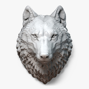 Scultura Decorativa da Parete Personalizzata, Statua di Testa di Lupo in Resina Stile Art Déco - Product Image 1