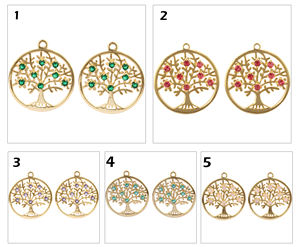 Conector colgante de árbol de la vida, conector chapado en oro de latón de cuarzo rubí redondo minimalista de 3mm, conector para hacer joyas de uso diario - Product Image 2