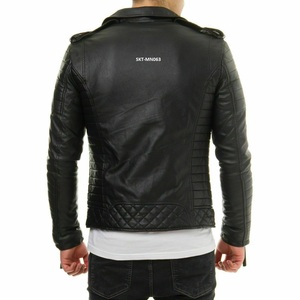 Chaqueta de motorista Unisex, color negro azabache 100%, con cierre de cremallera, disponible en todos los colores de cuero, hecha en paquistaní - Product Image 2