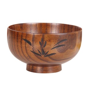 Cuenco de madera para servir, cuenco de sopa de diseñador hecho a mano de calidad superior, forma redonda, ensaladera de madera de lujo al por mayor - Product Image 1