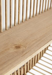 2022 vente chaude Double niveaux rond rotin en bois étagère murale type crochet Installation pour le stockage de pots de fleurs - Product Image 5