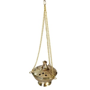 Artisanat suspendu en laiton sculpté brûleur de charbon de bois d'encens et Lobandaan suspendu encensoir chambre arôme décor à la maison - Product Image 2