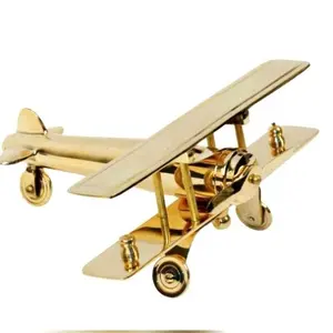 Avião de bronze vintage, modelo artesanal de metal, avião de escultura, modelo para aeronaves de decoração