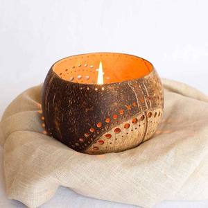 El precio más barato para el portavelas de coco natural/portavelas de cáscara de coco artesanal de Vietnam/linterna de cáscara de coco - Product Image 6