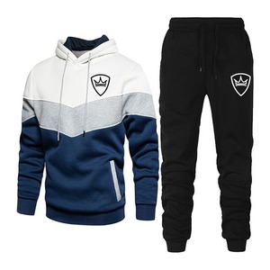 Factory Direct Splicing Men's Tracksuit 2 Piece Sports Set Sweatshirt and Pants Jogging Sweat Suit Clothes Autumn Winter 2021 - Product Image 4