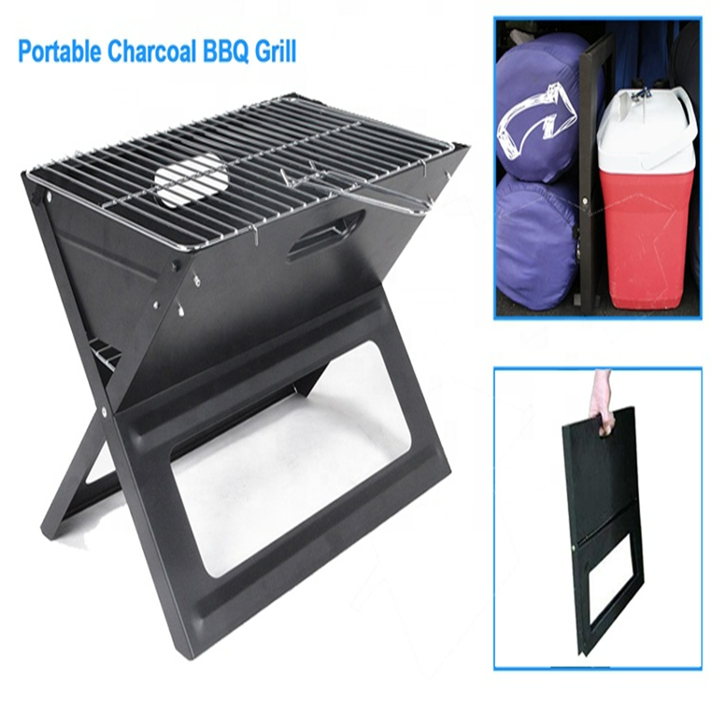 Hot Selling Outdoor Camping Black X Shape Portable Charcoal Table Folding BBq Grill fire pit fire table portable fire pit