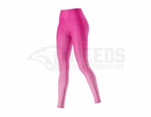 <b>Top</b> Quality High Waisted <b>Pink</b> Color Shaded Fitness Leggings with Side Pocket - Product Image 2