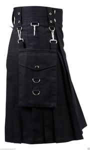 Kilt utilitaire noir pour homme. Kilt noir pour homme, kilt utilitaire moderne. - Product Image 2