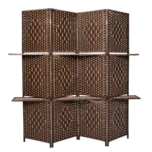 Home Decor Bamboo Woven Panel Room Divider, Privacy Partition <strong>Screen</strong>, Bamboo Room Divider 4 Panels <strong>Wicker</strong> Room <strong>Screen</strong> Divider - Product Image 1