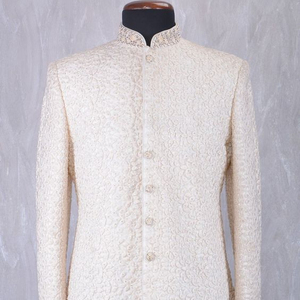 Elegant Indo-Western Sherwani <b>Pant</b> Matching Embroidered Shoes Indian/Pakistani Party Wedding Dress 2021 Size XL Fabric Material - Product Image 1